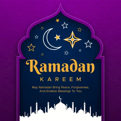 Szablon projektu Ramadan kareem do kartki z elementami księżyca i gwiazdy