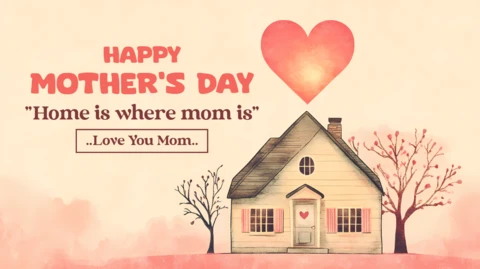 Watercolor Mother's Day Card Template - 'Home Is Where Mom Is' Design
