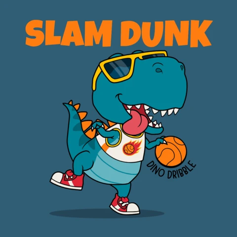 Slam Dunk Dino Dribble Design Template