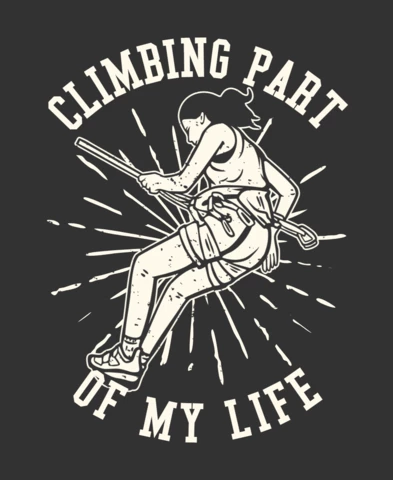 Women Rock Climbing Vintage T-shirt Design Template