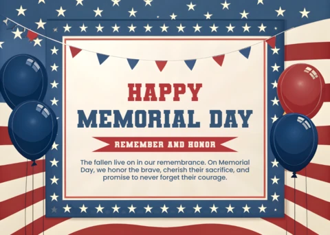 Patriotic Memorial Day Celebration Template - Vintage Design for Remembrance