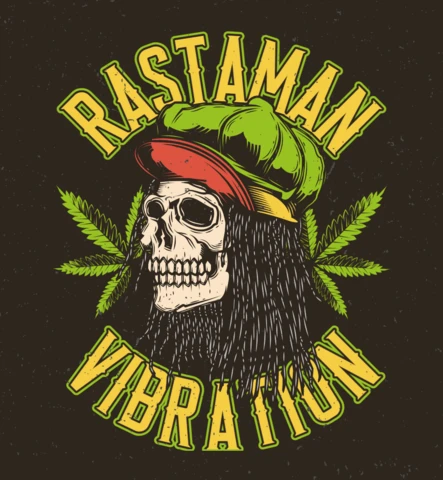 Rastaman Vibration Skull T-Shirt Design Template