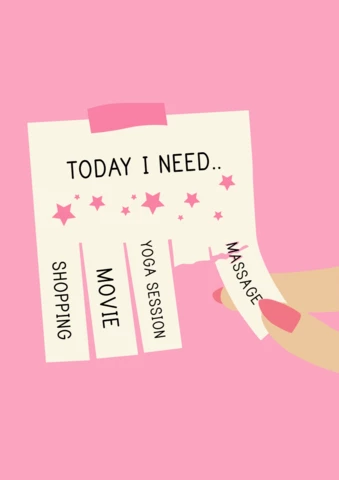 Self Care Note Retro Flat Printable Poster