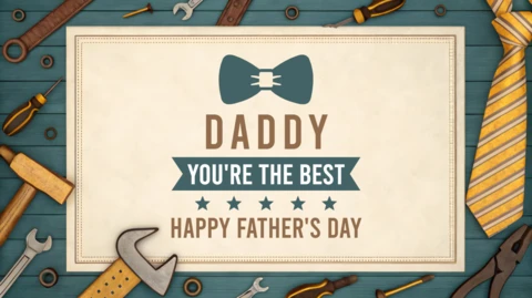 Vintage Father's Day Design Template with Tools and Bow Tie