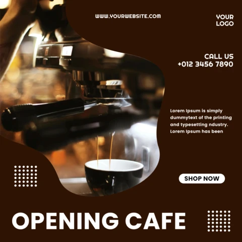 Opening Cafe Promotional Social Media Post Design Template