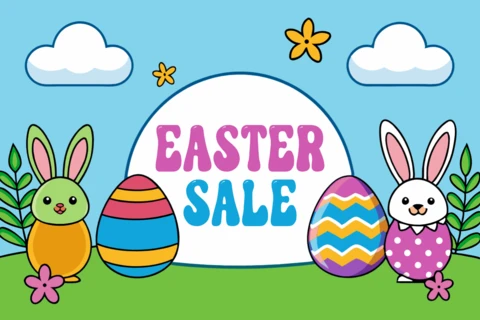 Colorida plantilla de diseño de venta de Pascua para promociones festivas