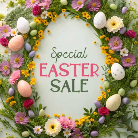 Modello di design floreale primaverile per le promozioni speciali di vendita di Pasqua