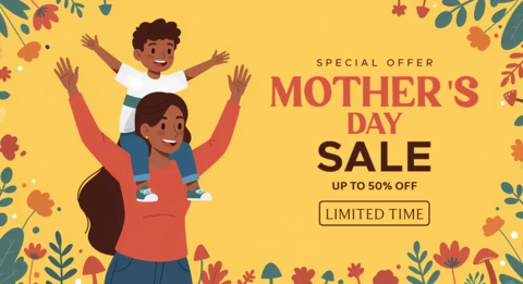 Colorido diseño de plantilla de venta del día de la madre para ofertas por tiempo limitado