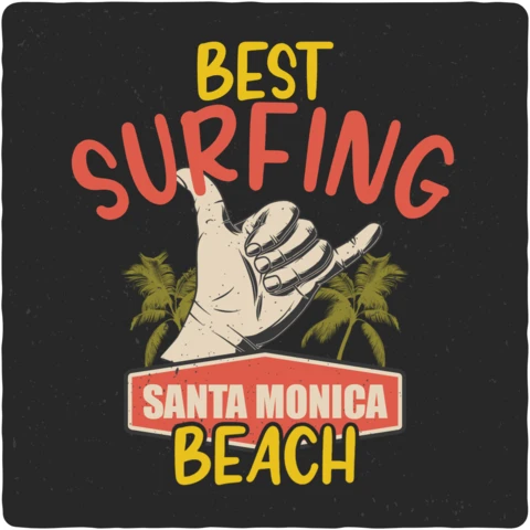 Best Surfing Beach VintageT-shirt Design Template