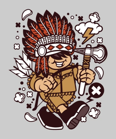 Indian Chief Kid Cartoon Character Design Template