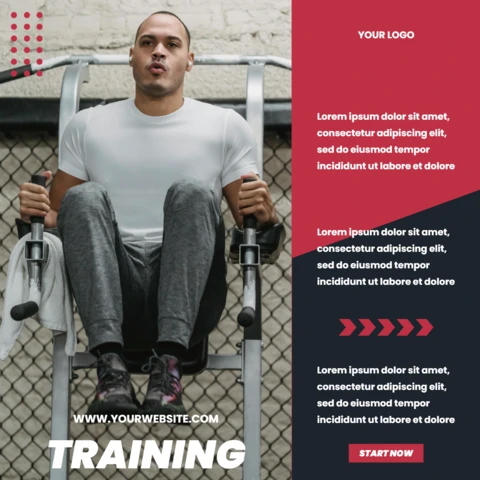 Fitness Training Promotional Social Media Post Design Template