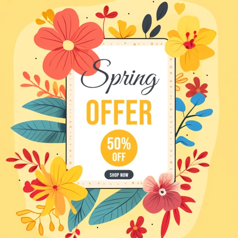 Spring Offer Design Vintage Flowers Editable Layout Template