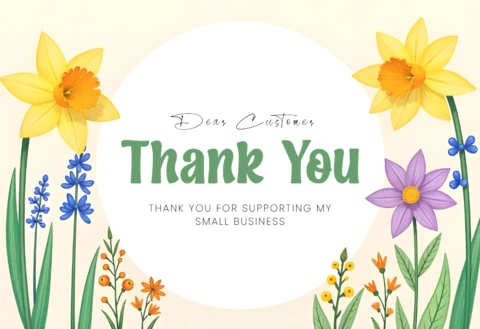 Sunny Daffodil Garden Frame Thank You Card Template
