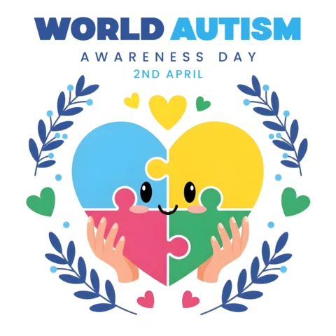 Colorful Puzzle Heart Design Template for World Autism Awareness Day Poster