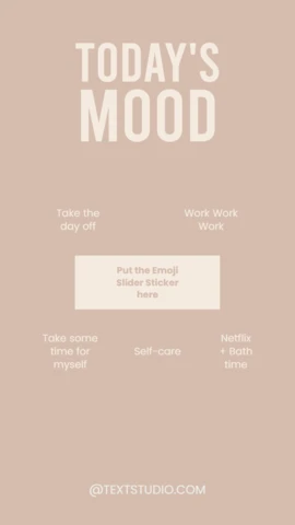 Modello di slider dell'umore di oggi per le scelte di autocura e produttività design del post di instagram story