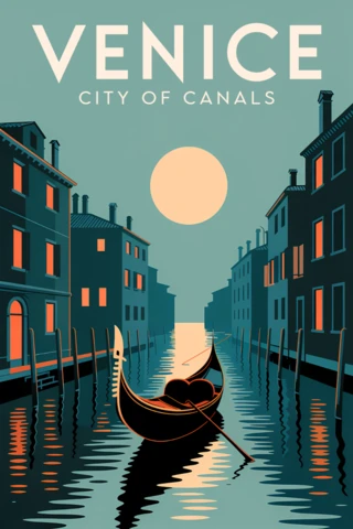 Venice City of Canals Retro Design Template for Travel Posters
