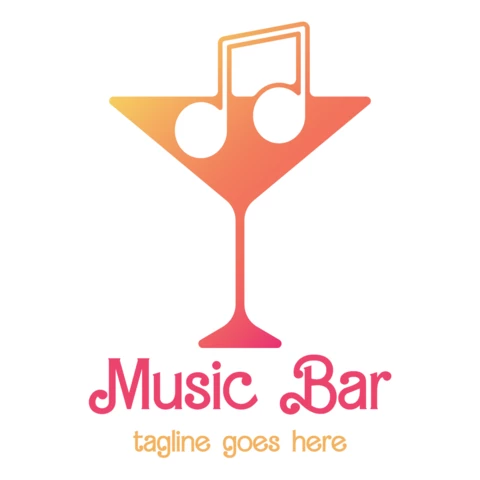 Music Bar Cocktail Logo Template Design