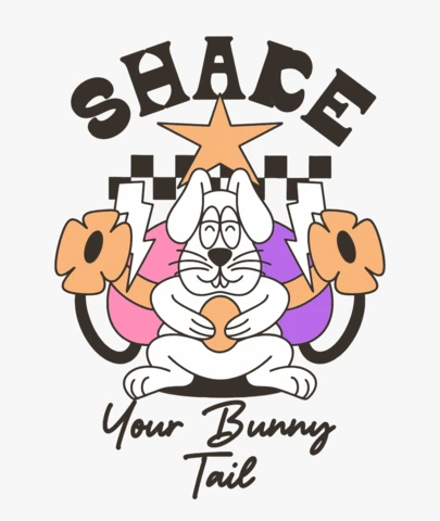 Shake Your Bunny Tail Cartoon Rabbit with Easter Vibes T-Shirt Design Template