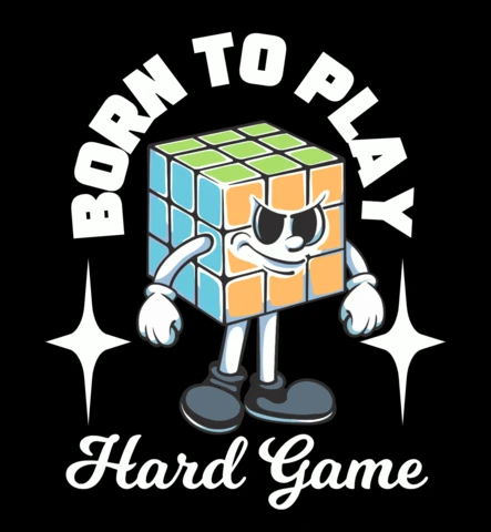 Born to Play Confident Rubik's Cube Character Embracing The Hard Game T-Shirt Design Template