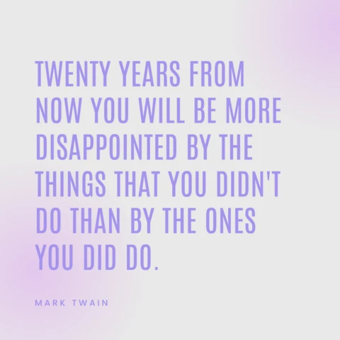 Rimpianto e opportunità citazione di mark twain modello di design per post instagram