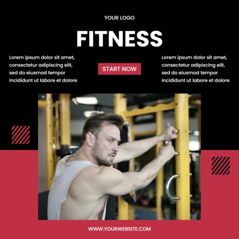Modelo de design de postagem promocional de mídia social para academia de ginástica