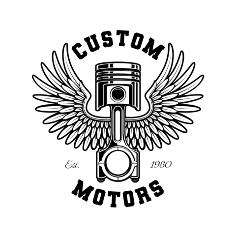 Vintage Piston With Wings T-Shirt Design Template