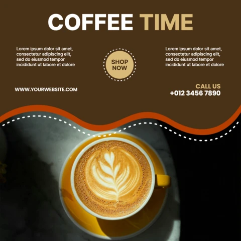 Coffee Time Promotional Instagram Post Design Template