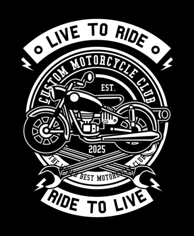 Live To Ride Custom Motorcycle Club T-shirt Design Template