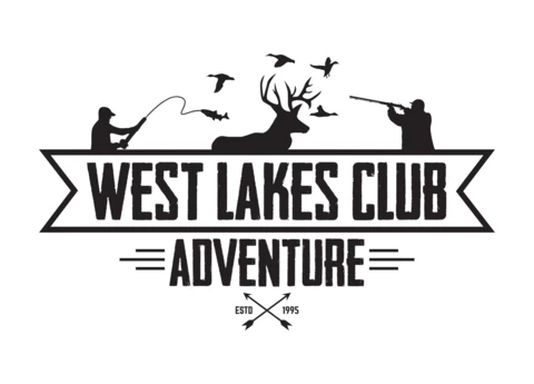 Plantilla de diseño de logotipo del club de caza y pesca de West Lakes