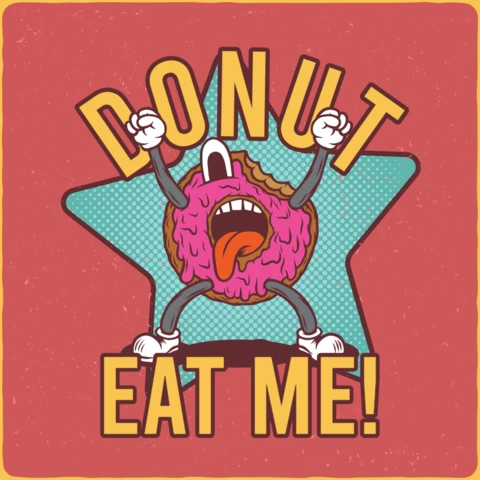 Modèle de t-shirt avec un drôle de personnage de donut