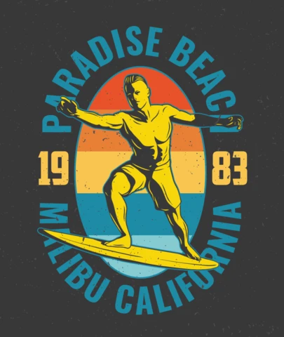 Man Riding On Surfing Board T-Shirt Design Template