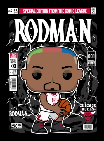 Modelo de design de capa de revista do personagem de desenho animado Dennis Rodman
