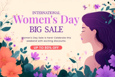 Floral Serene Flat Design For Women's Day Commercial Flyer Template