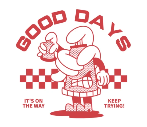 Retro Cartoon Style Design Template: 'Good Days' Motivational Graphic