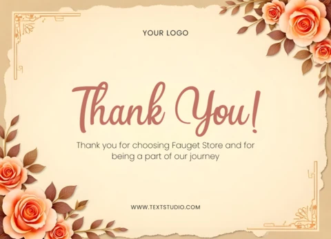 Vintage Rustic Roses Thank You Card Template
