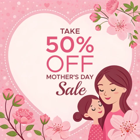 Floral Mother's Day Sale Template - Cute Pink Design for Promotions
