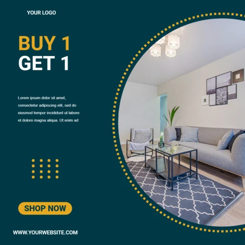Dotted Line Circle Instagram Ad Post Design Template
