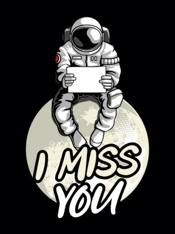 Te echo de menos con astronauta y la luna plantilla de diseño de la camiseta