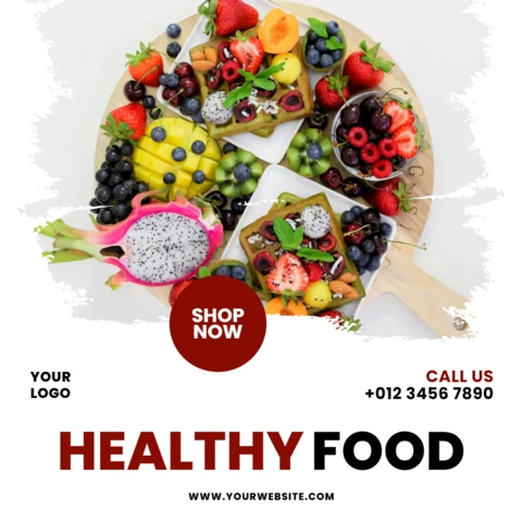 Gesundes Essen helles Marketing Instagram Post Design Vorlage