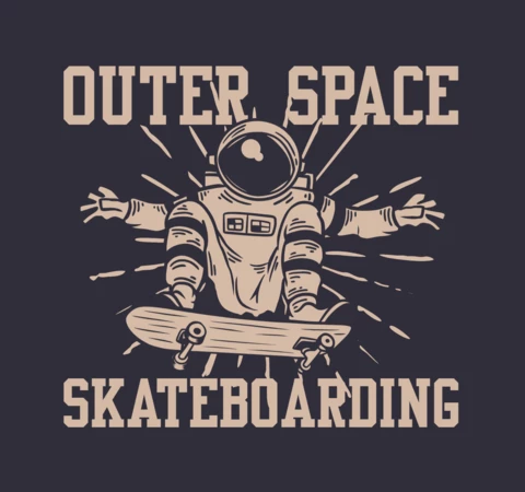 Astronaut Riding Skateboard Vintage T-shirt Design Template