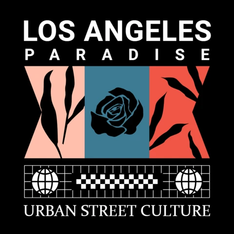 Los Angeles Street Culture Design Template with Rose Graphic for Apparel