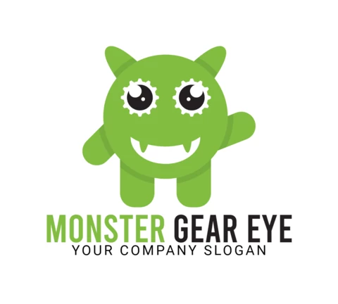Monster Gear Eyes Logo Design Template