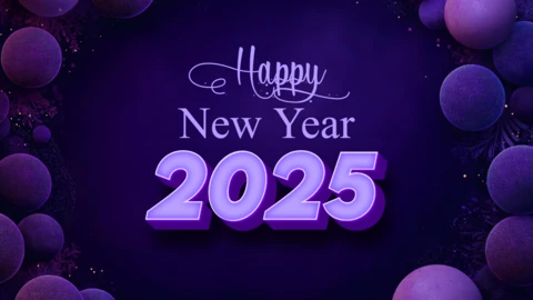 Einfaches lila frohes neues jahr 2025 karte vorlage