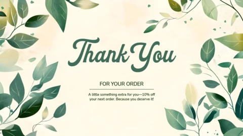 Green Leaves Thank You Card Template