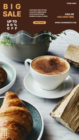 Big Sale Breakfast Coffee Instagram Story Post Design Template