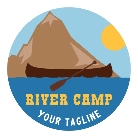 Modèle de badge pour le camp de rivière en canoë
