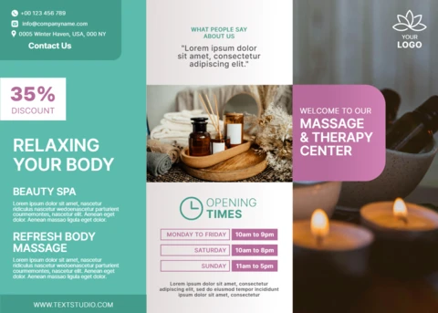 Elegant Spa Massage Therapy Center Brochure Design Template