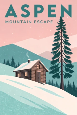 Vintage Mountain Escape Design Template for Poster Or Print