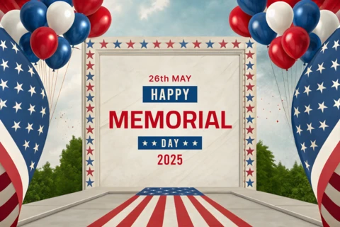 Festive Memorial Day Celebration Template Design with Patriotic Elements