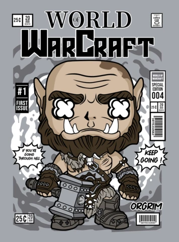 World Of Warcraft Cartoon Character Magazine Cover Design Template